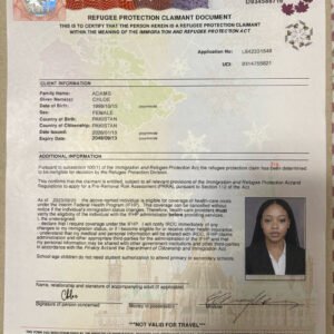 Canada Refugee protection claimant document PSD Template -MARINESCU 2