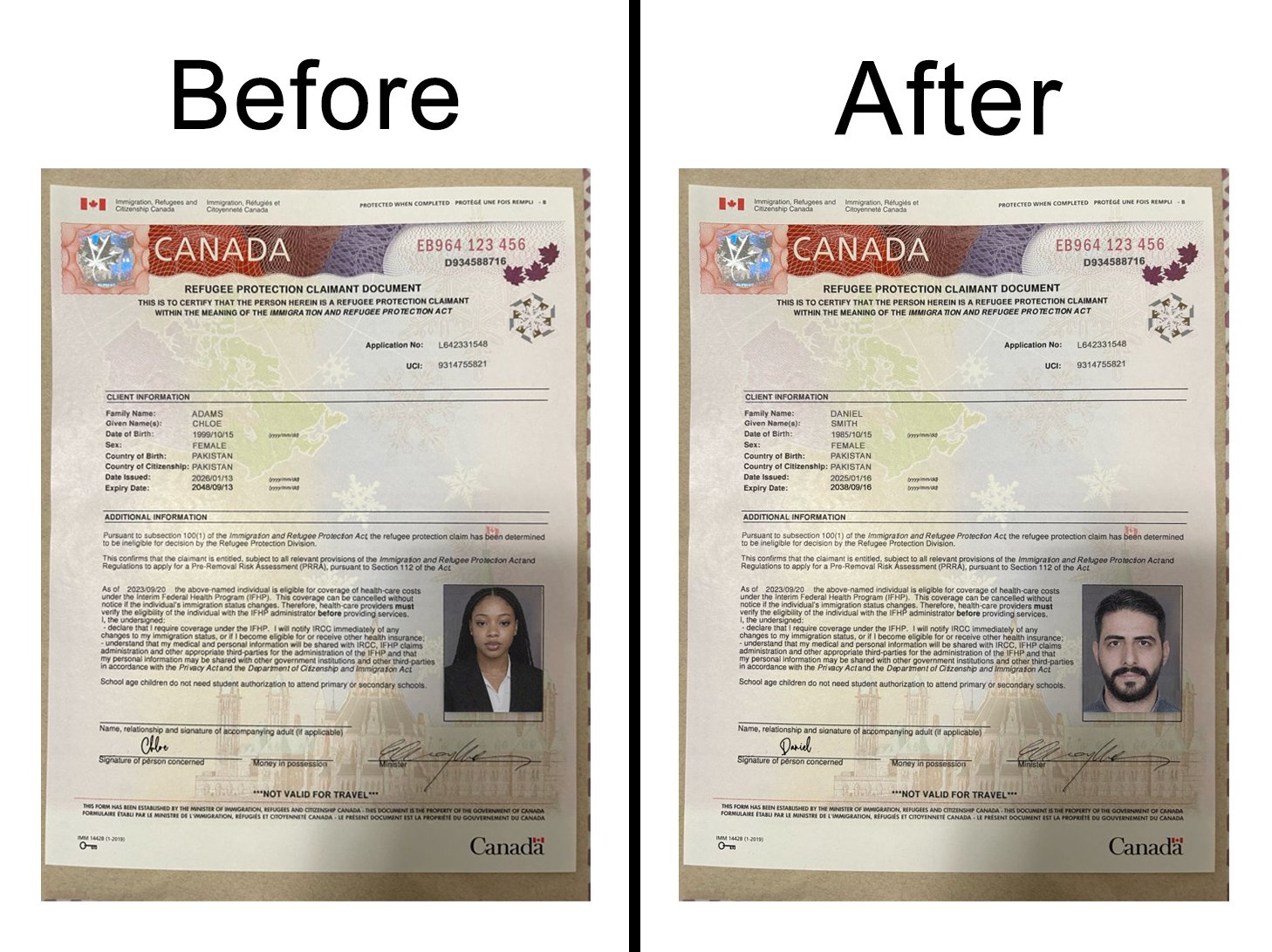 Canada Refugee protection claimant document PSD Template -MARINESCU 2