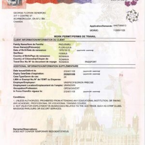 Canada Work Permit PSD Template - High Quality