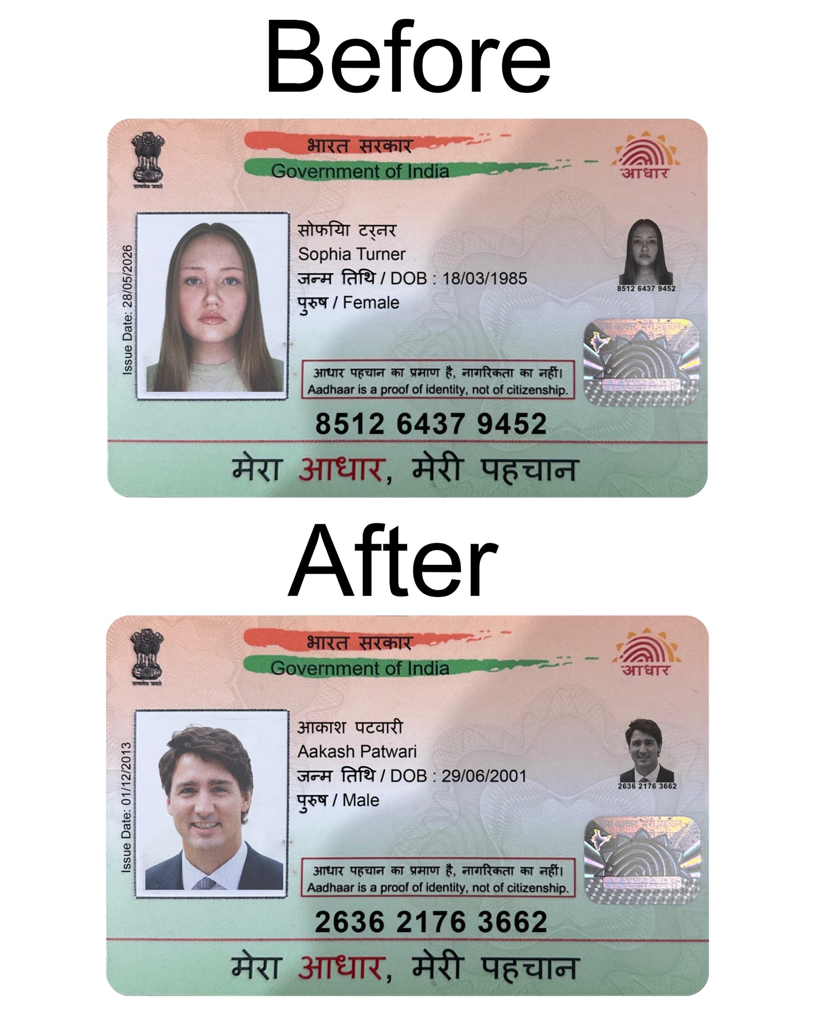 India Aadhar Card PSD Template High Quality