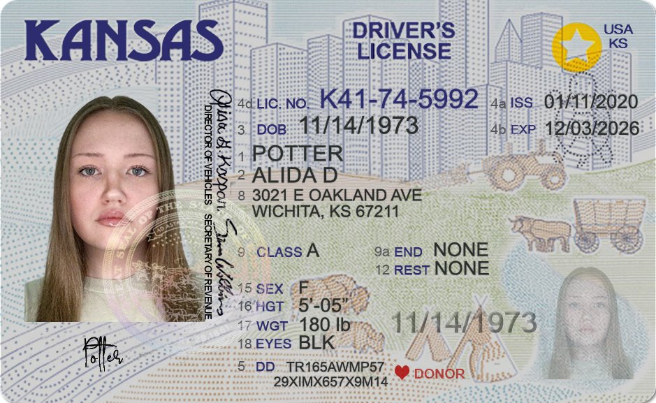 Kansas Driver License PSD Template 2026 - High Quality