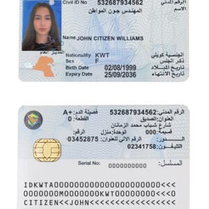 Kuwait Residency Permit Civil ID Card PSD Template