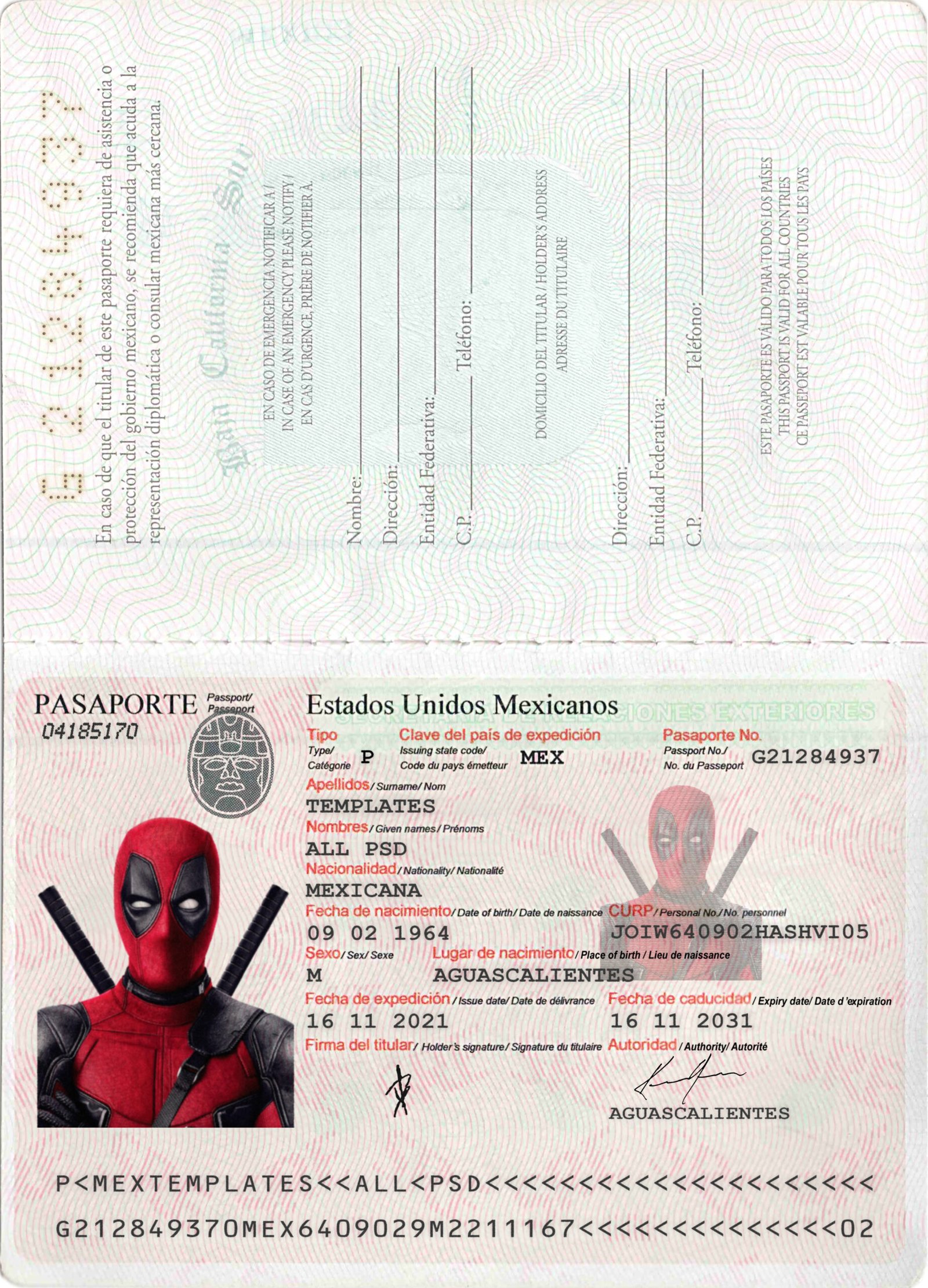 Mexico Passport PSD Template High Quality Version 2