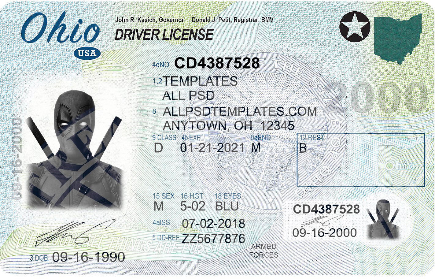 Ohio Driver's License PSD Template 2026 High Quality
