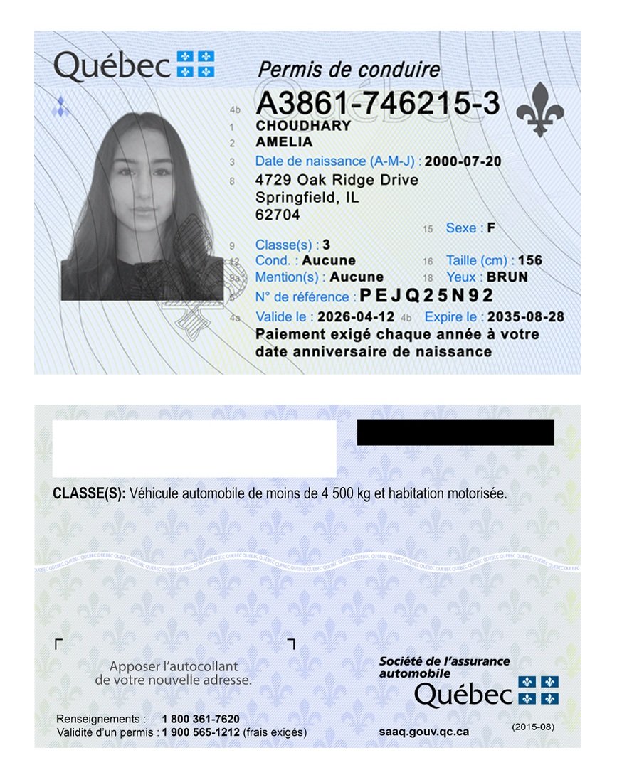 Quebec Driving License PSD Template - High Quality