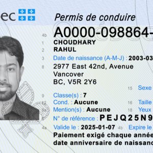 Quebec Driving License PSD Template - High Quality