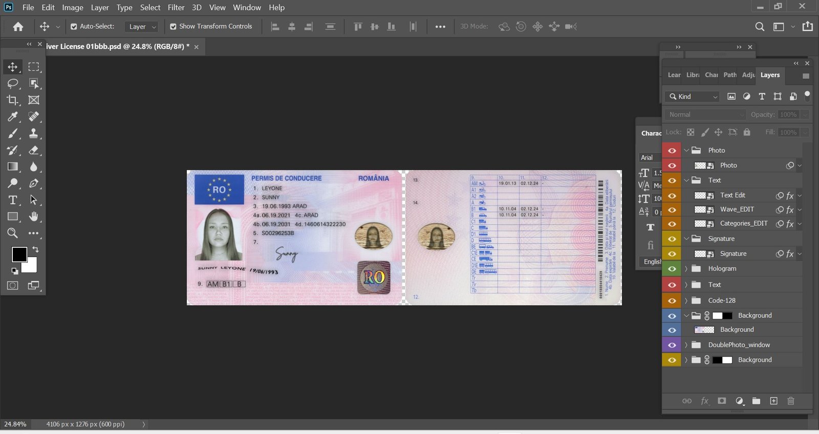 Romania Driver License PSD Template High Quality 2026