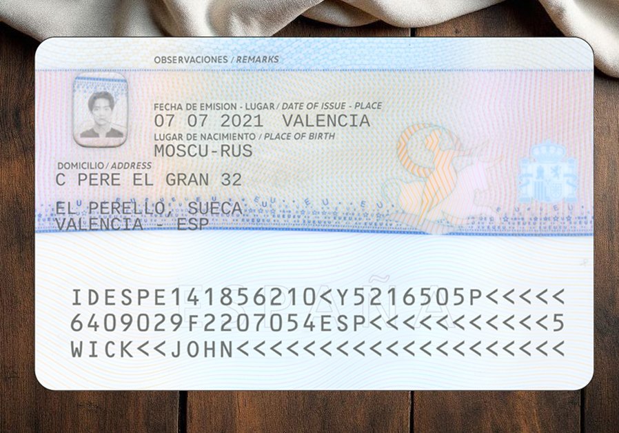 Spanish Residence Permit Template 2020 High Quality