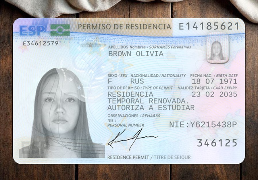 Spanish Residence Permit Template 2020 High Quality