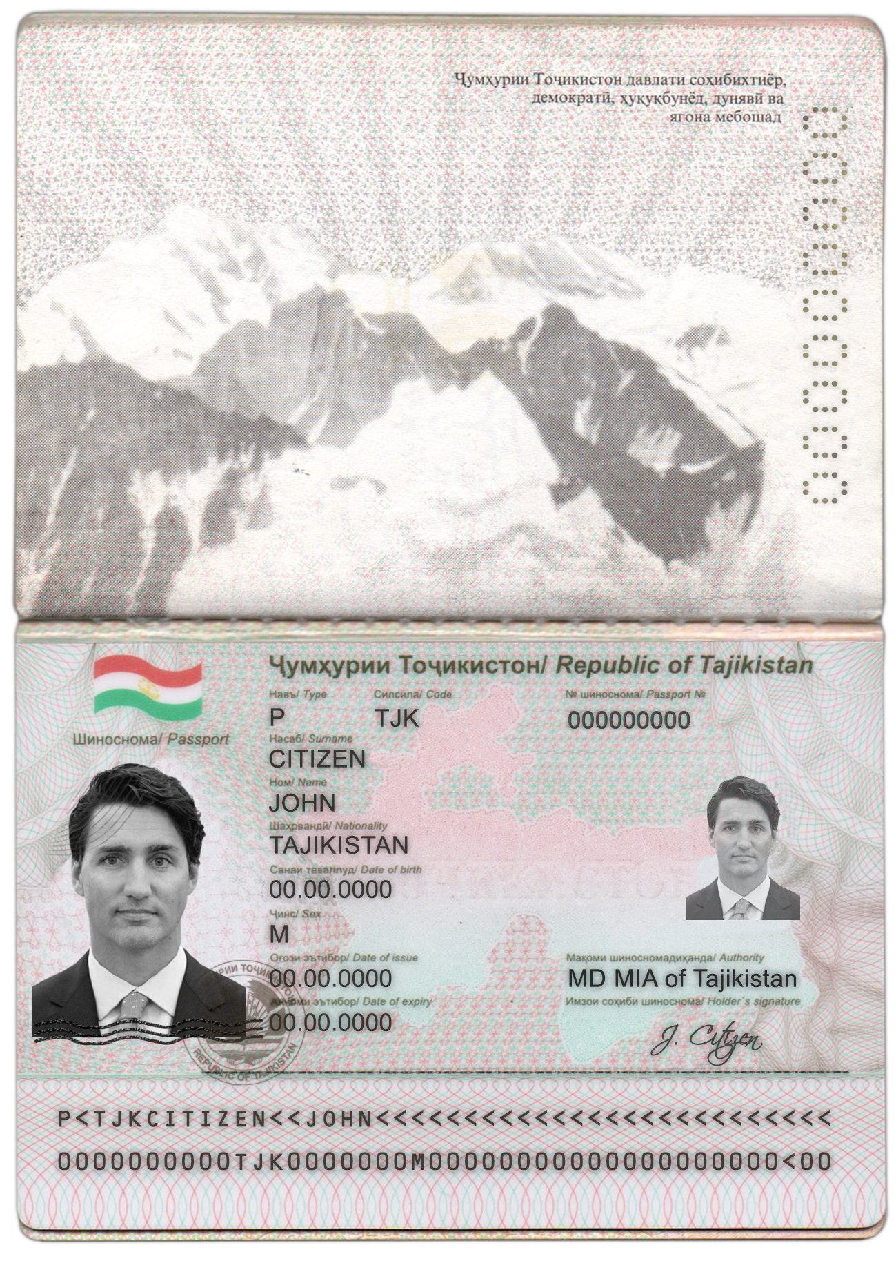 Tajikistan Passport PSD Template 2026 High Quality
