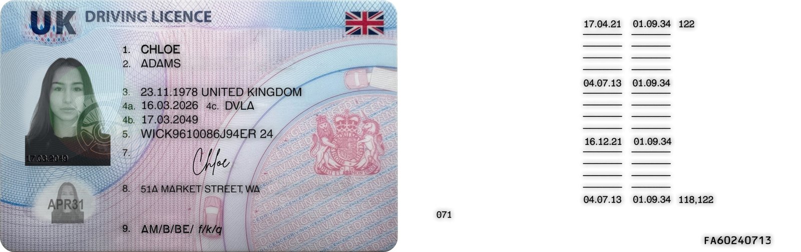 UK Driving License PSD Template 2026 High Quality