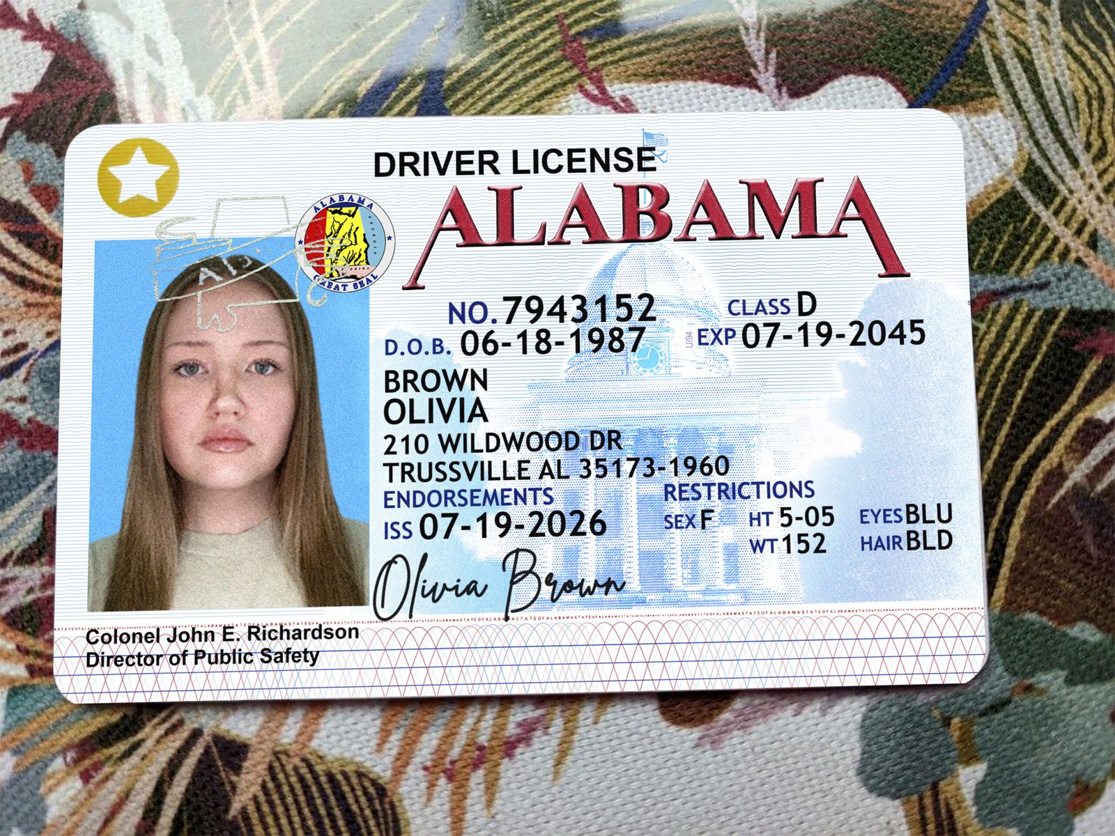 Alabama Driver License Template 2026 High Quality