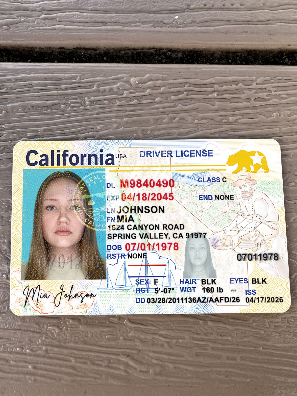 California Driver License Template 2026 High Quality