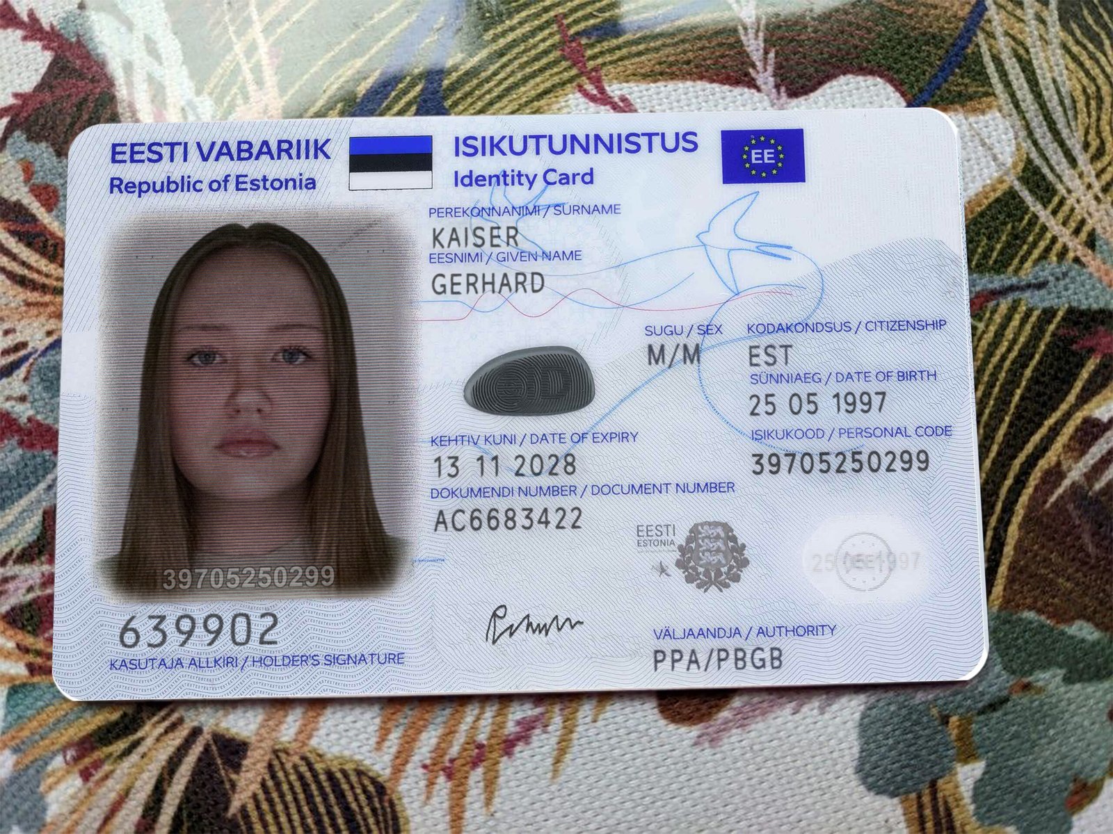 Estonia Identity Card PSD Template High Quality