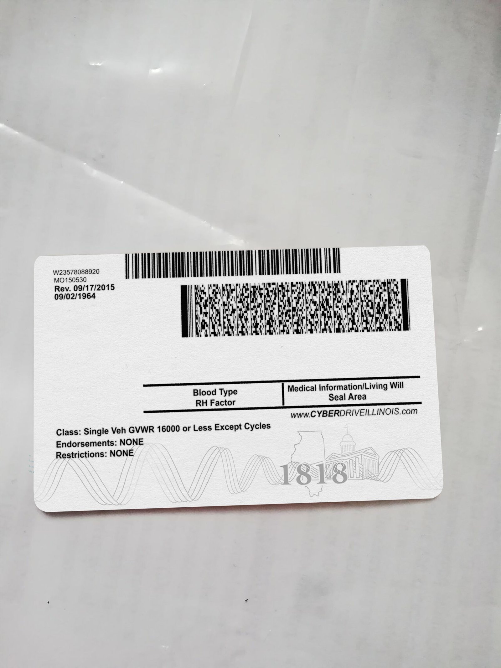 Illinois Driver License Template 2026 High Quality