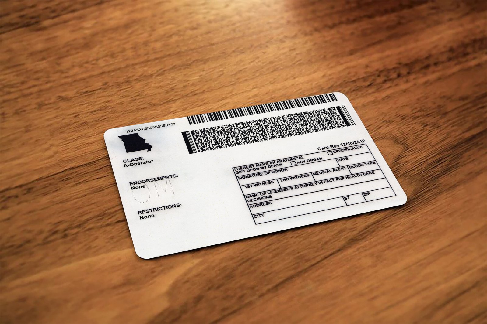 Missouri Driver License Template Old Version - Image 3