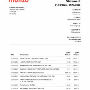 How do I download a bank statement from Monzo?