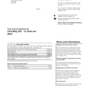 UK Santander Personal Bank Statement Download