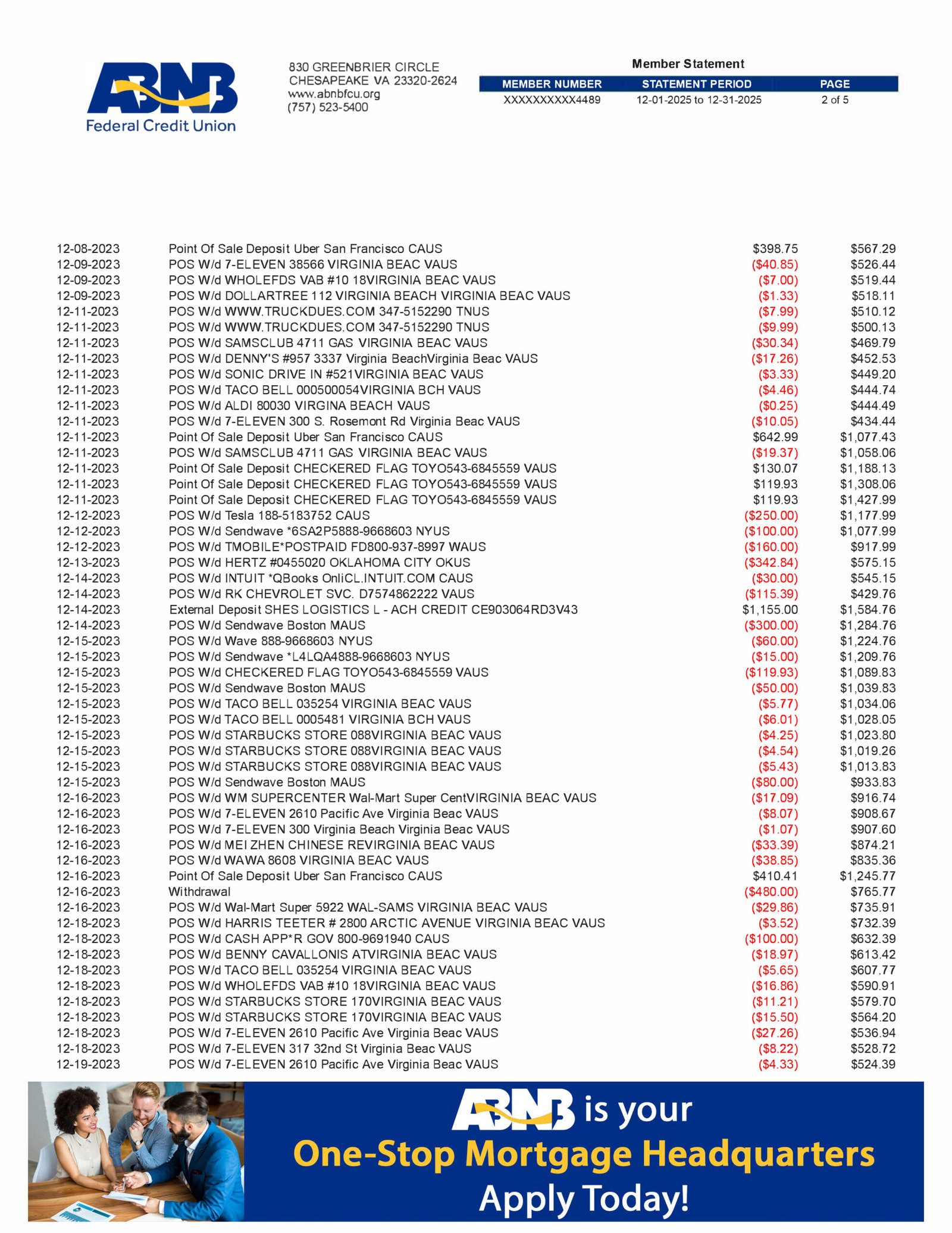 USA ABNG Business Bank Statement PDF Download
