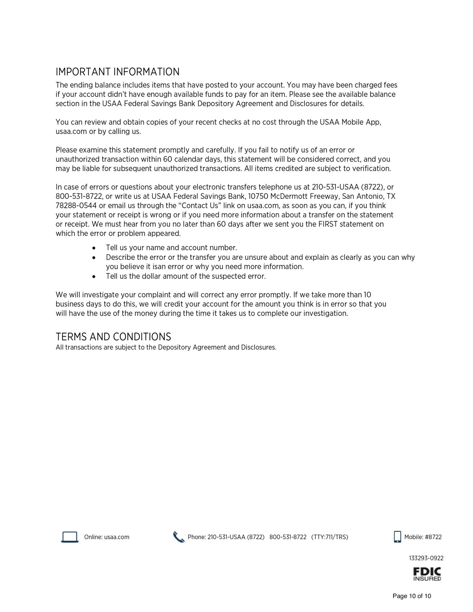 USA USAA Federal Savings Bank Statement Download