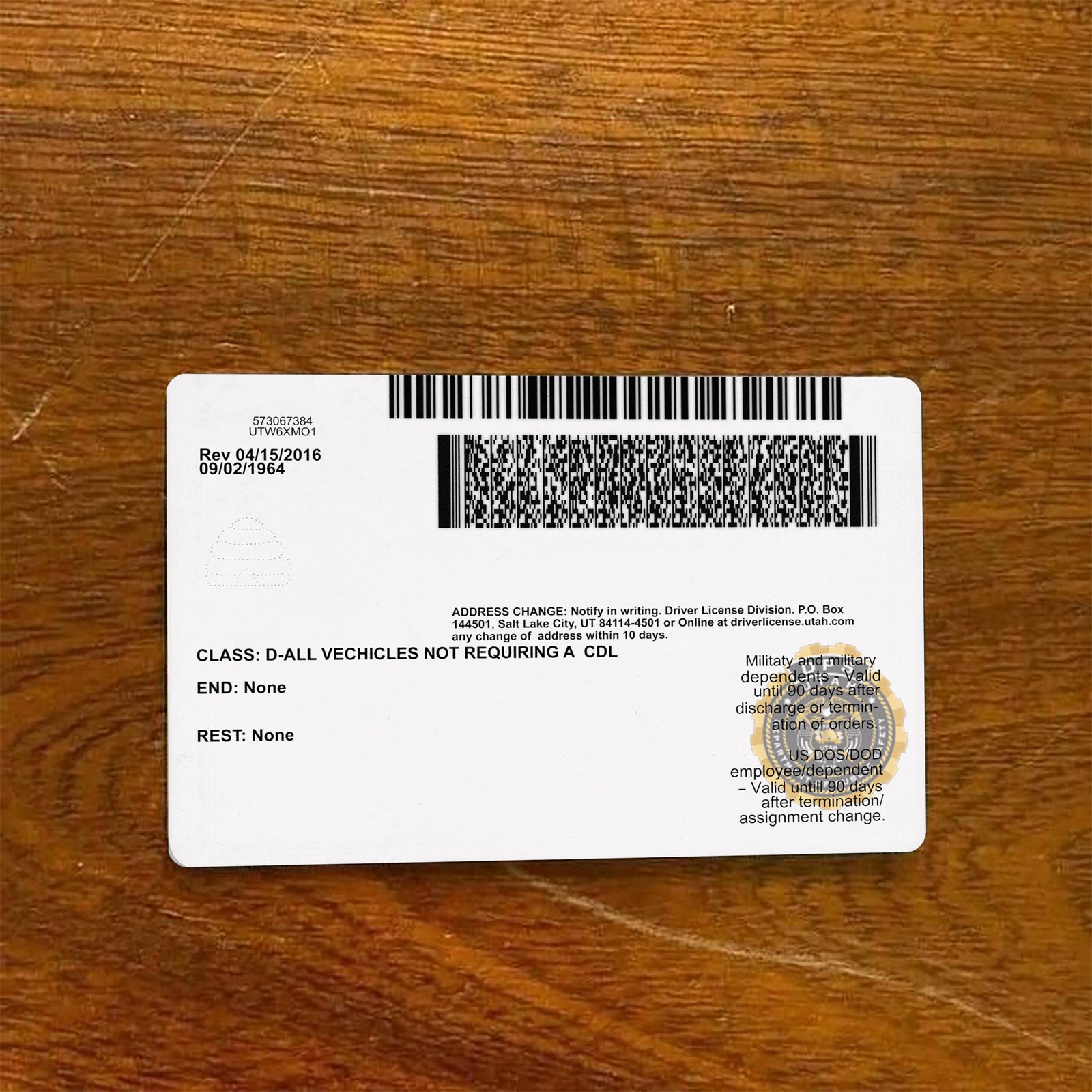 Utah Driver License PSD Template 2026 High Quality