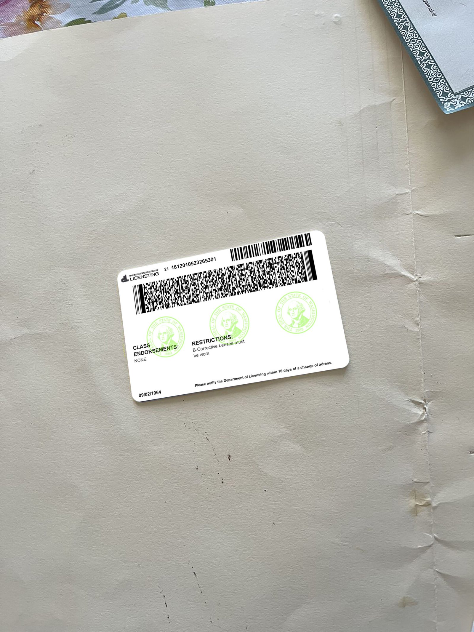 Washington Driver License Template 2026 High Quality