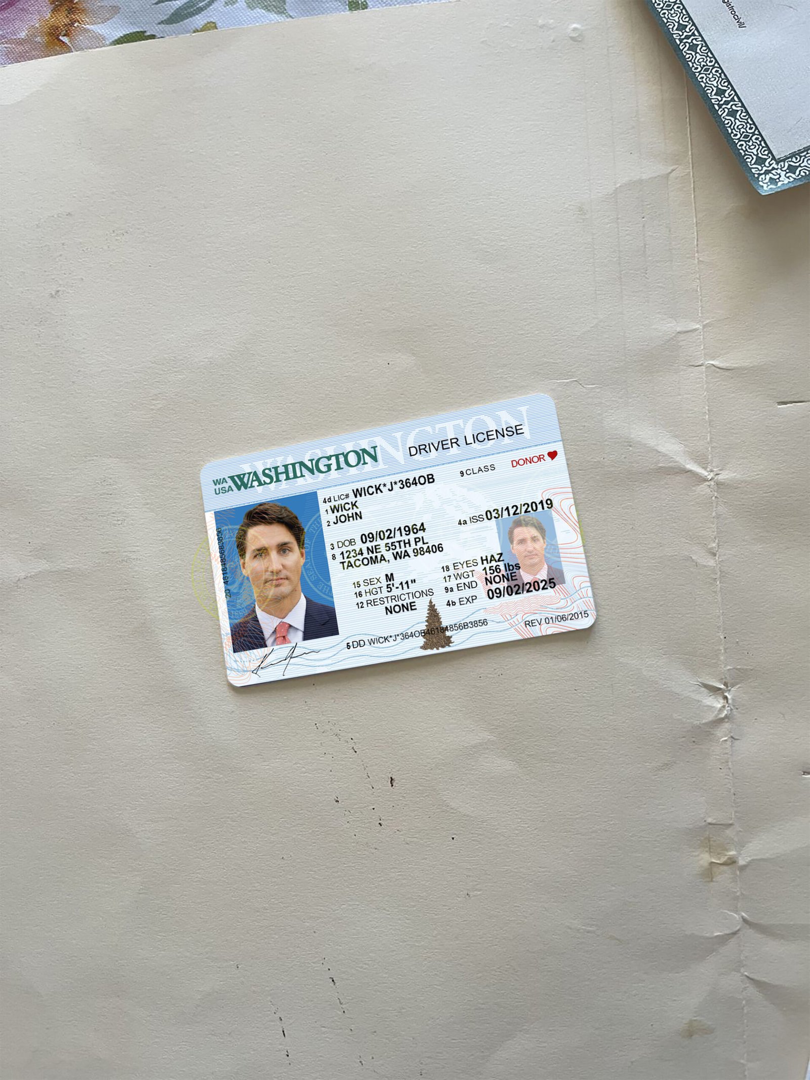 Washington Driver License Template 2026 High Quality Preview