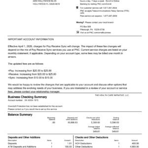 PNC Bank Statement PDF Download