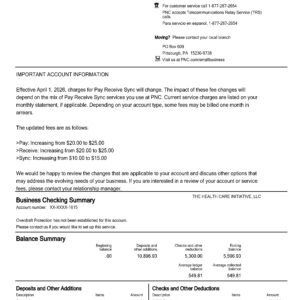 PNC Bank Statement PDF Download